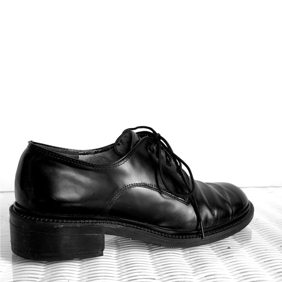 Enzo Angiolini 90s Black Leather Lace-Up Oxford, lug sole Shoes sz 7.5M - Picture 11 of 16